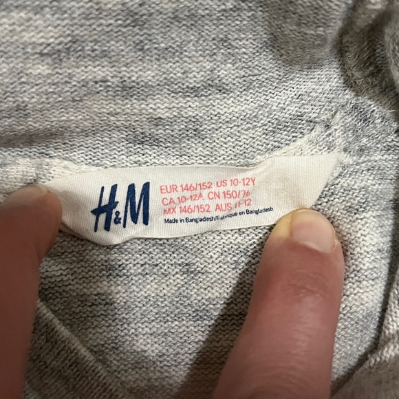 H&M kids 10-12 years lightweight knit hoodie sweater, grey 100% cotton - Picture 2 of 4